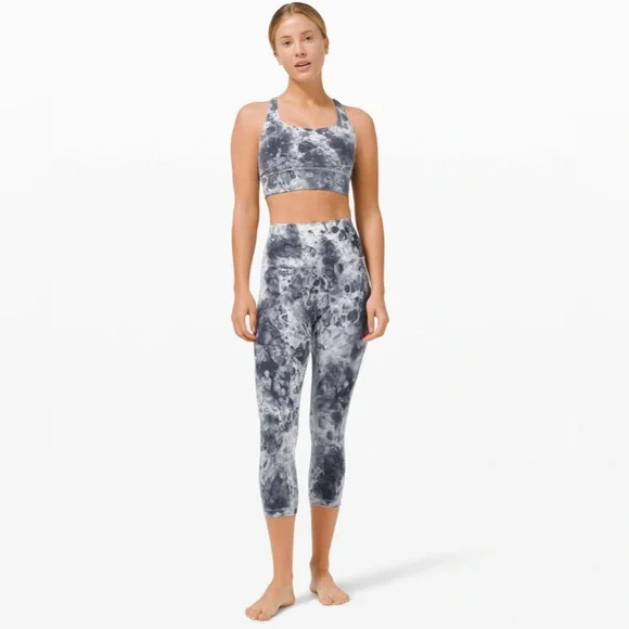 Lululemon Wunder Under Marble Dye High Rise Crop 21" in Marble Dye Classic Navy